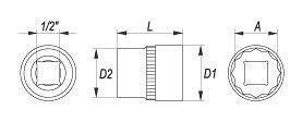 Vnitřní nástrčný klíč 1/2" dvanáctihranný 13 mm YATO - YT-1275