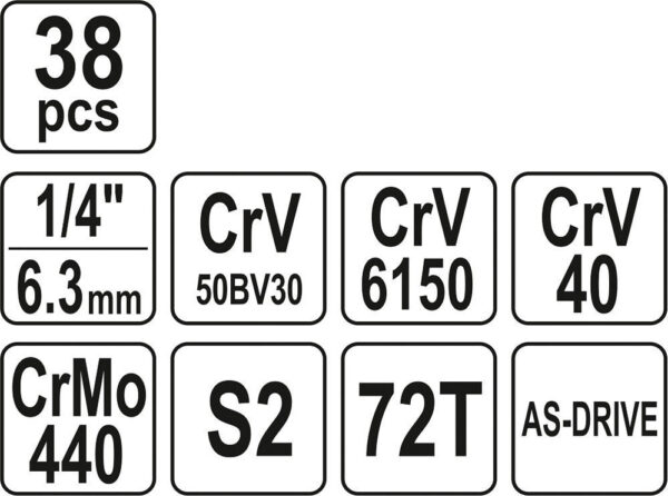 Gola sada 1/4", 38 ks XS - YT-14471
