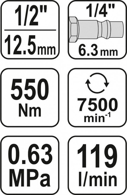 Utahovák pneumatický 1/2" 550 Nm - YT-09511