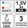 Lampa montážní 8+1 LED, hák+magnet - YT-08513