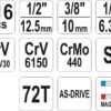 Gola sada s klíči 1/2", 1/4" a 3/8", 216 ks - YT-38841