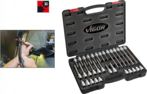 Sada nástrčných hlavic s bity 1/2” TORX® v plastovém kufru