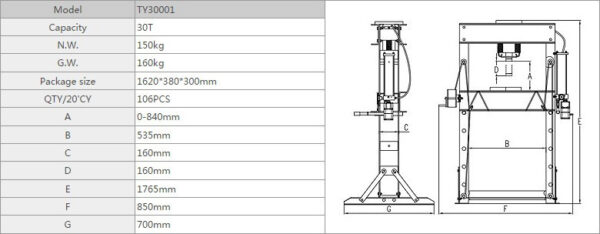 Hydraulický lis 30t - TY30001