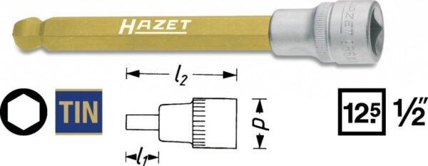 Hlavice s bitem HEX s kulovou hlavou 1/2" S6 Hazet 986KK-6 - HA050666