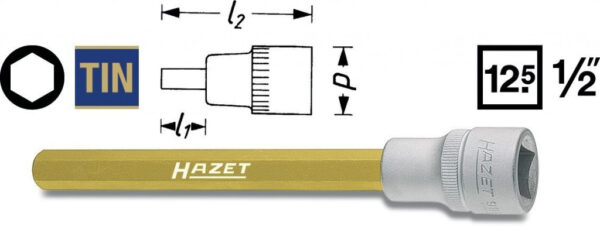 Dlouhá hlavice s bitem HEX 1/2" S9 Hazet 986LG-9 - HA156481