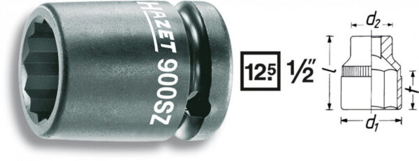 Kovaný vnitřní nástrčný klíč 1/2" dvanáctihranný 18mm HAZET 900SZ-18 - HA061846