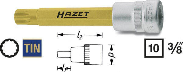 Hlavice s bitem XZN 3/8" M8 Hazet 8808LG-8 - HA040025