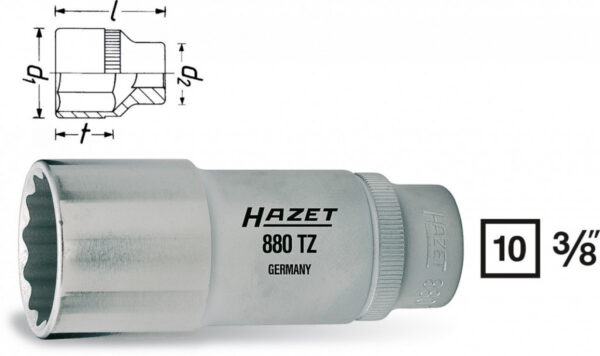 Vnitřní nástrčný klíč 3/8" dvanáctihranný 22mm HAZET 880TZ-22 - HA041800