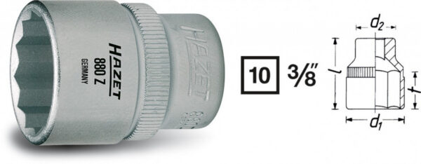 Vnitřní nástrčný klíč 3/8" dvanáctihranný 9mm HAZET 880Z-9 - HA041985