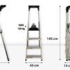 Hliníkový žebřík s policí, 4 stupně, 2,75 m, max. zátěž 150 kg