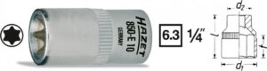 Vnitřní nástrčný klíč 1/4" TORX® E8 HAZET 850-E8 - HA036776