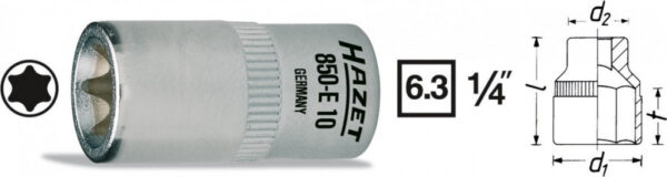Vnitřní nástrčný klíč 1/4" TORX® E8 HAZET 850-E8 - HA036776