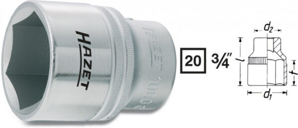 Vnitřní nástrčný klíč 3/4" šestihranný 32mm HAZET 1000-32 - HA000708