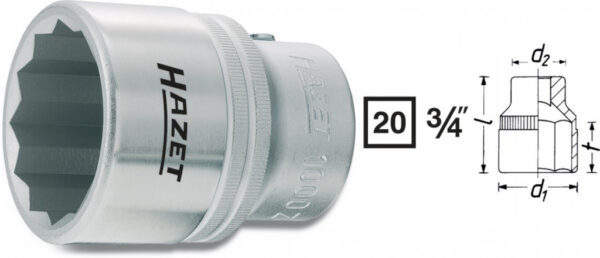 Vnitřní nástrčný klíč 3/4" dvanáctihranný 46mm HAZET 1000Z-46 - HA001675