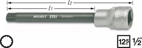 Hlavice s bitem XZN M10 1/2" Hazet 2751 - HA017508