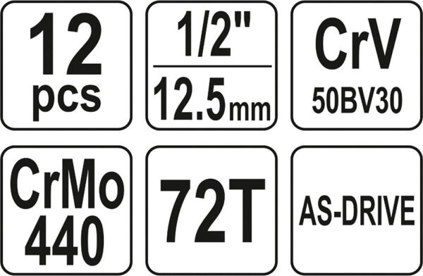 Gola sada 1/2", 12 ks - YT-38671