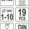 Sada vrtáků na kov 19ks HSS-COBALT 1-10mm