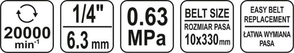 Pneumatická pásová bruska 10 x 330 mm (rozměr pásu) - YT-09741