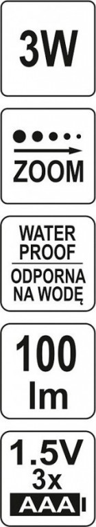 Svítilna čelovka 3W 100lm (ZOOM) YT-08590