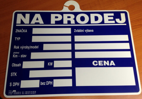 Štítek plastový "NA PRODEJ" - žluto/černý - 724275110
