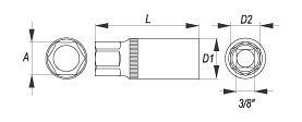 Nástrčný klíč na svíčky 3/8" - 16 mm - YT-3851