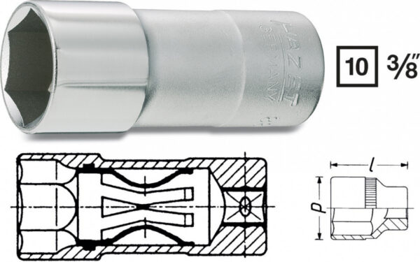 Nástrčný klíč na zapalovací svíčky 3/8" - HA040131 (880AKF)