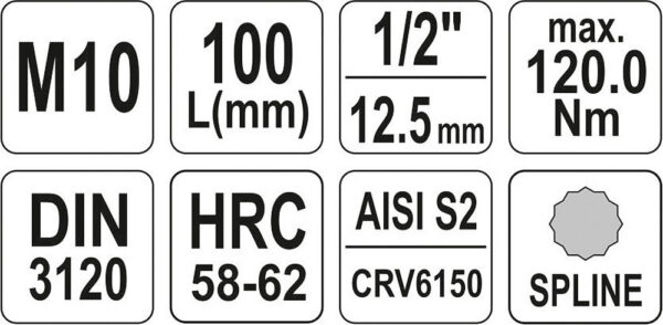Hlavice s bitem XZN 1/2" M10 YATO - YT-04353