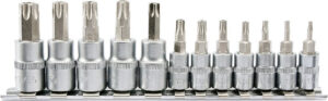 Sada hlavic s bity TORX s otvorem 1/4" a 3/8" 12 ks - YT-04332