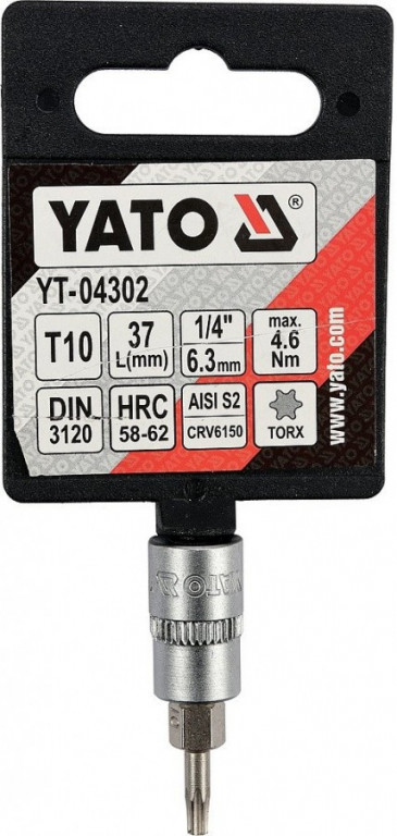 Hlavice s bitem TORX 1/4" T10 YATO - YT-04302