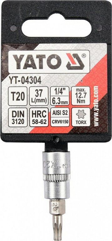 Hlavice s bitem TORX 1/4" T20 YATO - YT-04304