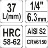 Hlavice s bitem TORX 1/4" T30 YATO - YT-04306