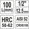 Hlavice s bitem TORX 1/2" T55 YATO - YT-04327