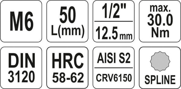 Hlavice s bitem XZN 1/2" M6 YATO - YT-04341
