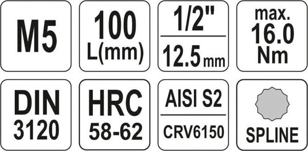 Hlavice s bity XZN 1/2" M5 YATO - YT-04350