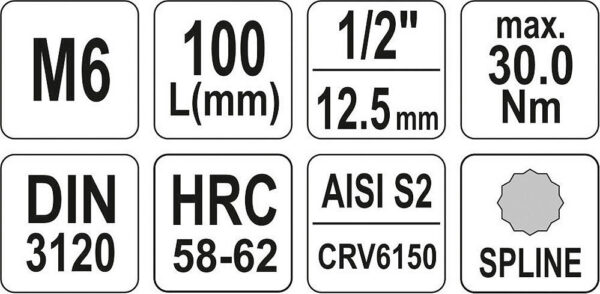 Hlavice s bity XZN 1/2" M6 YATO - YT-04351