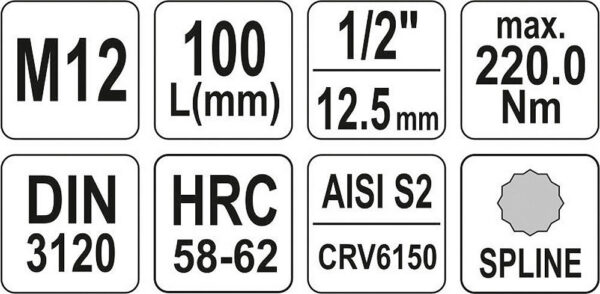 Hlavice s bitem XZN 1/2" M12 YATO - YT-04354