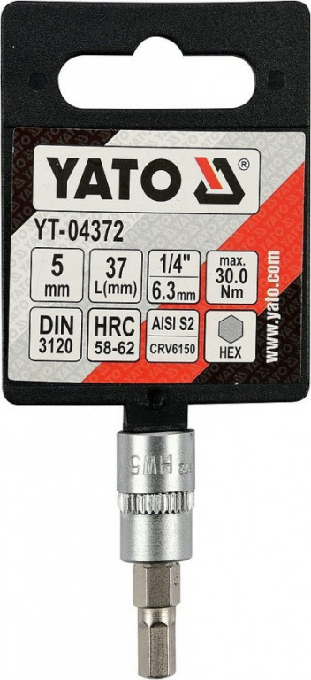 Hlavice s bitem HEX 1/4" H5 Yato - YT-04372