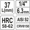 Hlavice s bitem KŘÍŽOVÁ 1/4" PH2 Yato - YT-04412