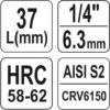 Hlavice s bitem KŘÍŽOVÁ 1/4" PZ2 Yato - YT-04418