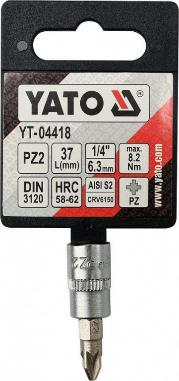 Hlavice s bitem KŘÍŽOVÁ 1/4" PZ2 Yato - YT-04418