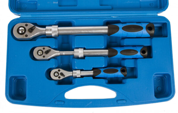 Teleskopické ráčny 3 ks (1/4", 3/8", 1/2") v plastovém kufru - AH120305