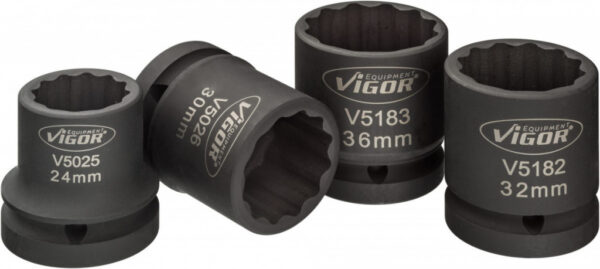 Sada kovaných vnitřních nástrčných klíčů 3/4" dvanáctihranných 24-36mm 4 ks Vigor - V5024