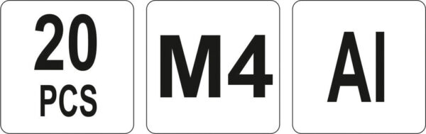 Hliníkové nýtovací matice M4, 20 ks - YT-36452