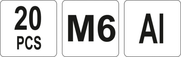 Hliníkové nýtovací matice M6, 20ks - YT-36454