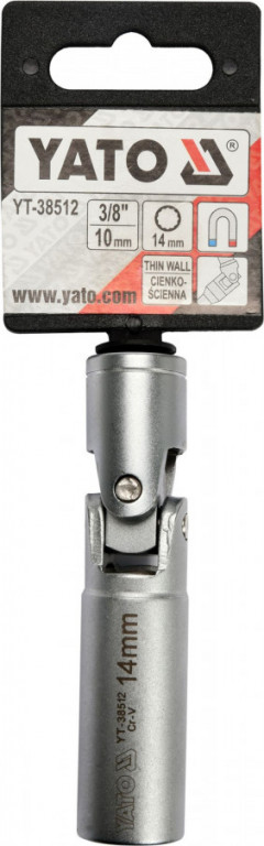 Magnetický kloubový nástrčný klíč na svíčky 3/8" 14 mm - YT-38512