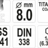 Vrták na kov 8mm TITAN HEX 1/4", délka 117mm - YT-44768