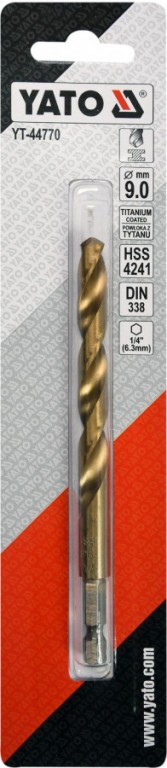 Vrták na kov 9mm TITAN HEX 1/4" - YT-44770