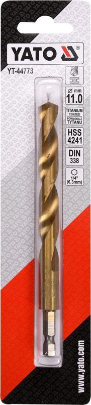 Vrták na kov 11mm TITAN HEX 1/4", délka 142mm - YT-44773