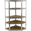 Rohový policový regál, 5 polic - 900 x 900 x 1800 mm - AH3002