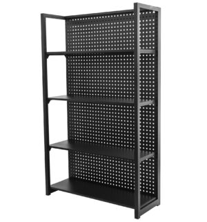 Kovový regál s děrovanou deskou